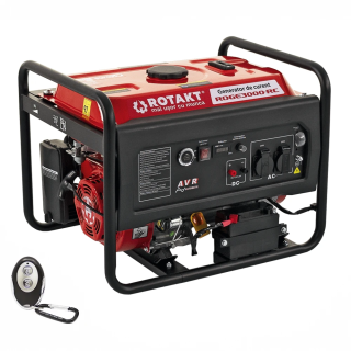 Generator de curent pe benzina Rotakt ROGE3000RC 3.0 kW, pornire electrica, AVR, voltmetru, iesire 12V, consum 1,09 L/ora